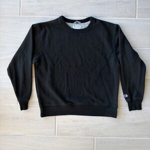 Champion Sweater Large Adult Black Crewneck Pullover Logo Athletic Casual Mens L